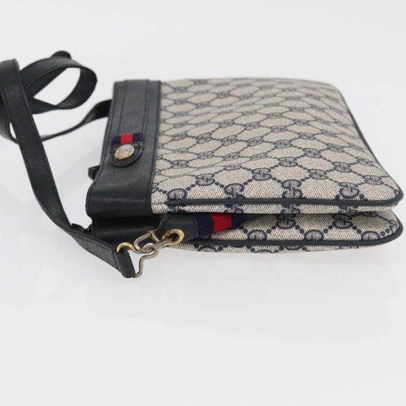GUCCI GG Supreme Sherry Line Shoulder Bag PVC Navy Gold 904 02 035 Auth YKZ1274