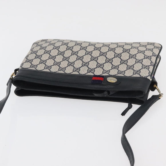GUCCI GG Supreme Sherry Line Shoulder Bag PVC Navy Gold 904 02 035 Auth YKZ1274