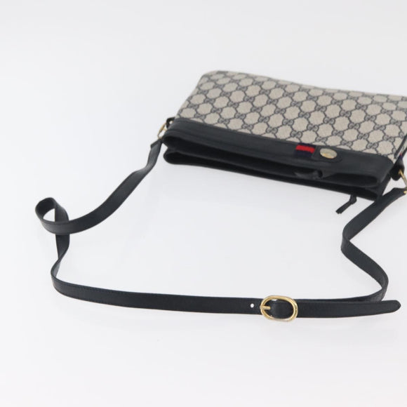 GUCCI GG Supreme Sherry Line Shoulder Bag PVC Navy Gold 904 02 035 Auth YKZ1274