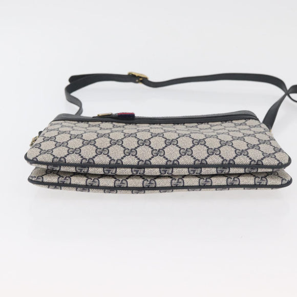 GUCCI GG Supreme Sherry Line Shoulder Bag PVC Navy Gold 904 02 035 Auth YKZ1274