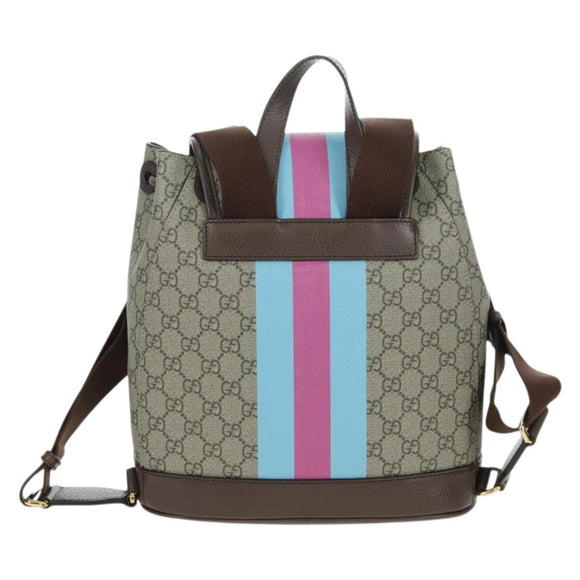 GUCCI GG Supreme Interlocking Backpack PVC Beige Gold 674147 Auth YKZ1279M