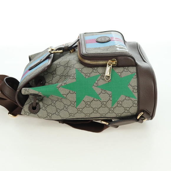 GUCCI GG Supreme Interlocking Backpack PVC Beige Gold 674147 Auth YKZ1279M