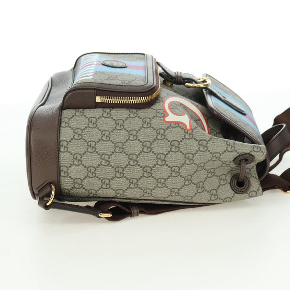 GUCCI GG Supreme Interlocking Backpack PVC Beige Gold 674147 Auth YKZ1279M