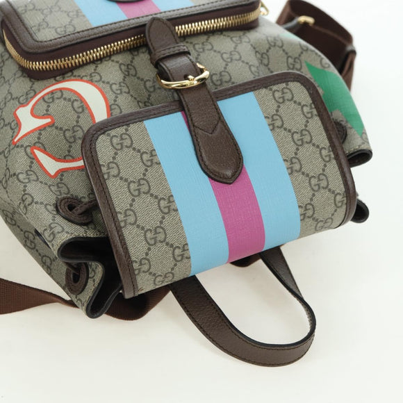 GUCCI GG Supreme Interlocking Backpack PVC Beige Gold 674147 Auth YKZ1279M