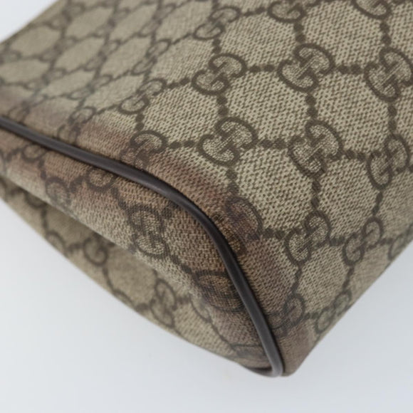 GUCCI GG Supreme Clutch Bag PVC Beige Silver 131022 Auth YKZ127A