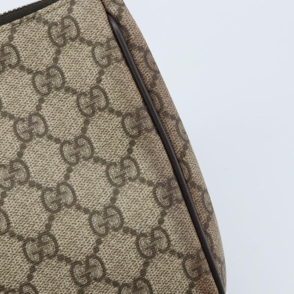 GUCCI GG Supreme Clutch Bag PVC Beige Silver 131022 Auth YKZ127A