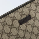 GUCCI GG Supreme Clutch Bag PVC Beige Silver 131022 Auth YKZ127A-17