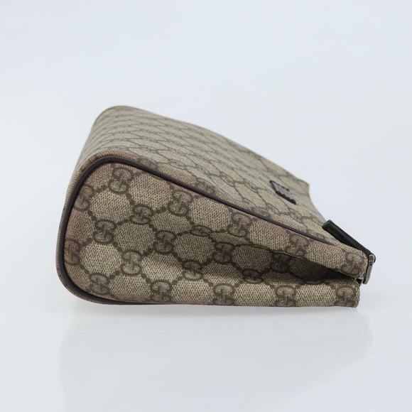 GUCCI GG Supreme Clutch Bag PVC Beige Silver 131022 Auth YKZ127A