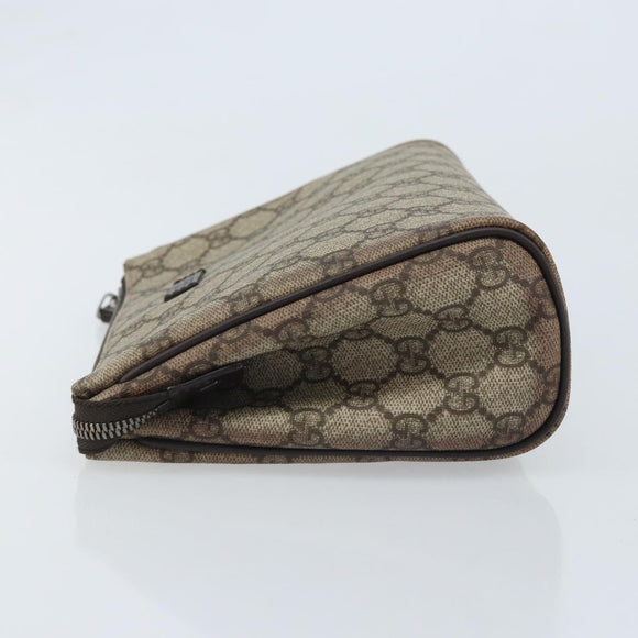 GUCCI GG Supreme Clutch Bag PVC Beige Silver 131022 Auth YKZ127A