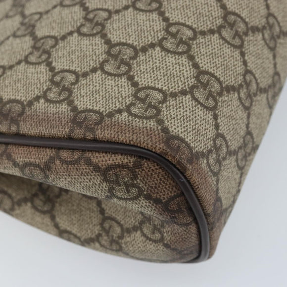 GUCCI GG Supreme Clutch Bag PVC Beige Silver 131022 Auth YKZ127A