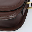CELINE Shoulder Bag Leather Brown Gold Auth YKZ128-14