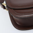 CELINE Shoulder Bag Leather Brown Gold Auth YKZ128-15