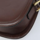 CELINE Shoulder Bag Leather Brown Gold Auth YKZ128-16