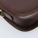 CELINE Shoulder Bag Leather Brown Gold Auth YKZ128-17