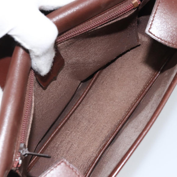 CELINE Shoulder Bag Leather Brown Gold Auth YKZ128