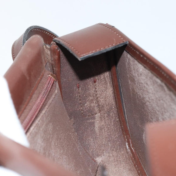 CELINE Shoulder Bag Leather Brown Gold Auth YKZ128