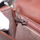 CELINE Shoulder Bag Leather Brown Gold Auth YKZ128-21