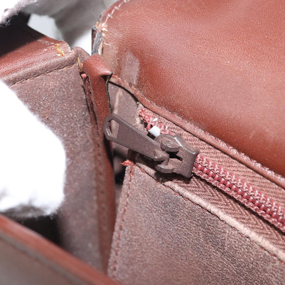 CELINE Shoulder Bag Leather Brown Gold Auth YKZ128