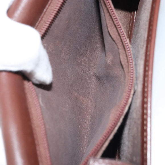 CELINE Shoulder Bag Leather Brown Gold Auth YKZ128