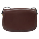 CELINE Shoulder Bag Leather Brown Gold Auth YKZ128-2