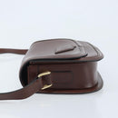 CELINE Shoulder Bag Leather Brown Gold Auth YKZ128-4