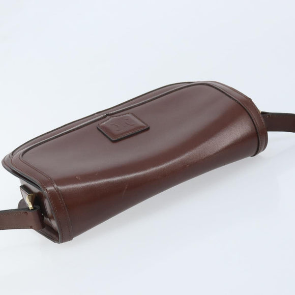 CELINE Shoulder Bag Leather Brown Gold Auth YKZ128