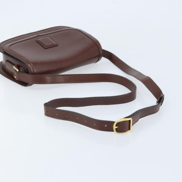 CELINE Shoulder Bag Leather Brown Gold Auth YKZ128