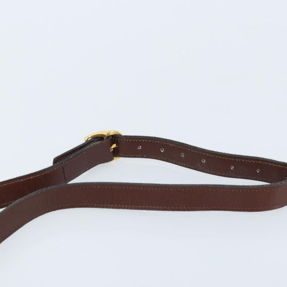 CELINE Shoulder Bag Leather Brown Gold Auth YKZ128