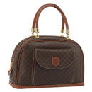 CELINE Macadam Canvas Boston Bag PVC Leather Brown Gold Auth YKZ1280A-1