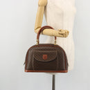 CELINE Macadam Canvas Boston Bag PVC Leather Brown Gold Auth YKZ1280A-25