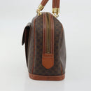 CELINE Macadam Canvas Boston Bag PVC Leather Brown Gold Auth YKZ1280A-4
