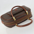 CELINE Macadam Canvas Boston Bag PVC Leather Brown Gold Auth YKZ1280A-6