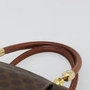 CELINE Macadam Canvas Boston Bag PVC Leather Brown Gold Auth YKZ1280A-8