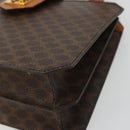 CELINE Macadam Canvas Hand Bag PVC Leather Brown Gold Auth YKZ1282A-9