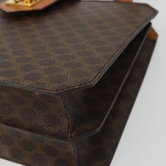 CELINE Macadam Canvas Hand Bag PVC Leather Brown Gold Auth YKZ1282A