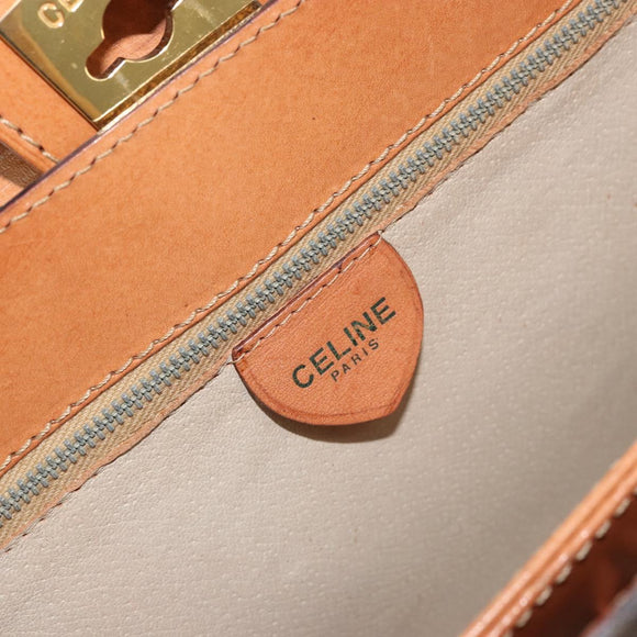 CELINE Macadam Canvas Hand Bag PVC Leather Brown Gold Auth YKZ1282A