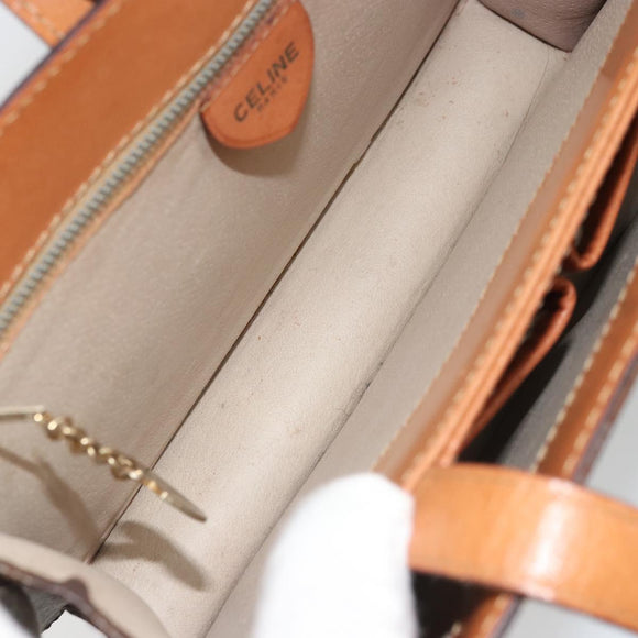 CELINE Macadam Canvas Hand Bag PVC Leather Brown Gold Auth YKZ1282A
