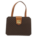 CELINE Macadam Canvas Hand Bag PVC Leather Brown Gold Auth YKZ1282A-13