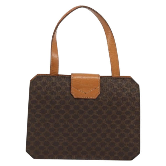 CELINE Macadam Canvas Hand Bag PVC Leather Brown Gold Auth YKZ1282A
