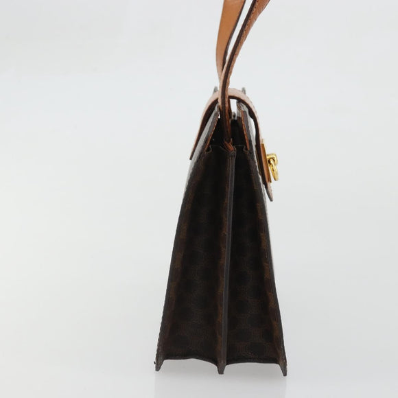 CELINE Macadam Canvas Hand Bag PVC Leather Brown Gold Auth YKZ1282A