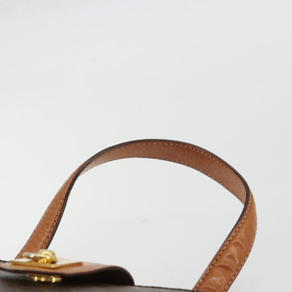 CELINE Macadam Canvas Hand Bag PVC Leather Brown Gold Auth YKZ1282A