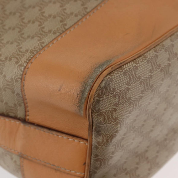 CELINE Macadam Canvas Shoulder Bag PVC Beige Gold Auth YKZ1283