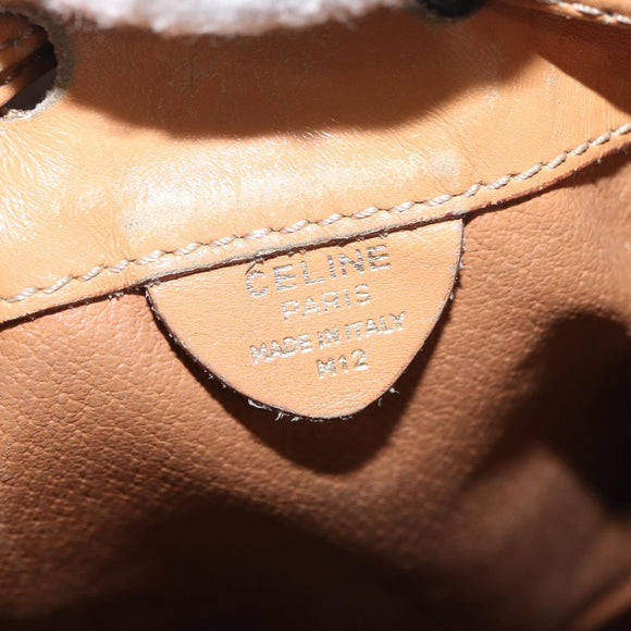 CELINE Macadam Canvas Shoulder Bag PVC Beige Gold Auth YKZ1283
