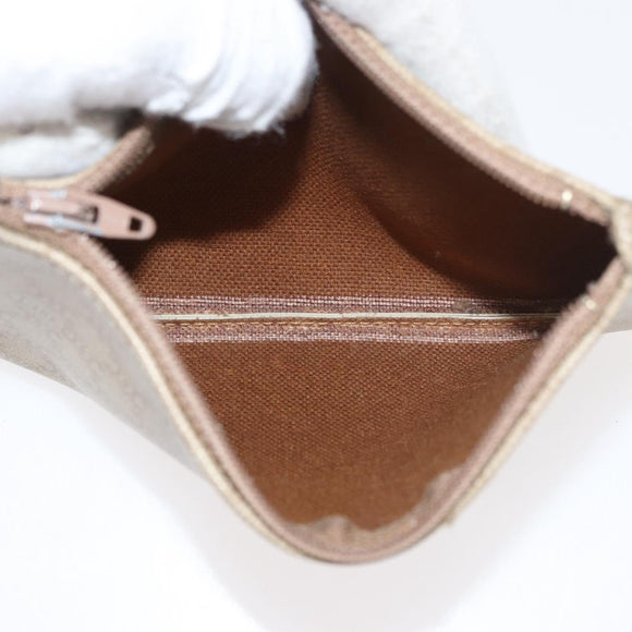CELINE Macadam Canvas Shoulder Bag PVC Beige Gold Auth YKZ1283