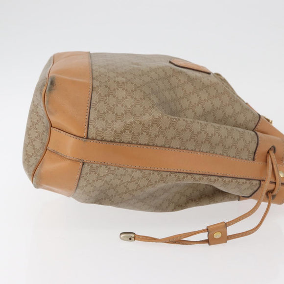 CELINE Macadam Canvas Shoulder Bag PVC Beige Gold Auth YKZ1283