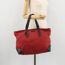 GUCCI GG Canvas Tote Bag Red Gold 308928 Auth YKZ1284A-24