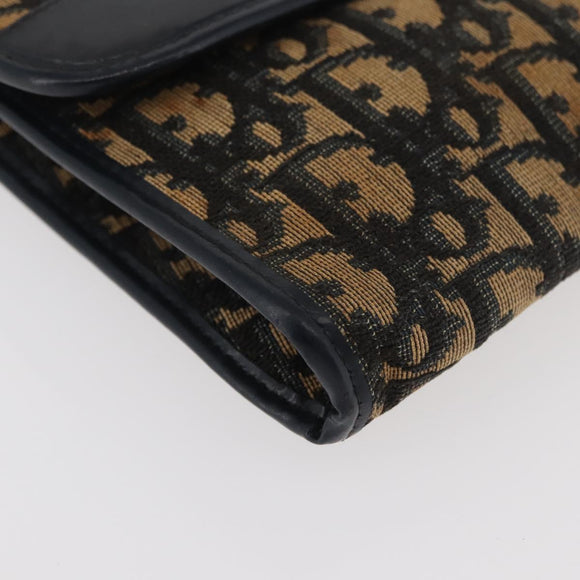 Christian Dior Trotter Canvas Chain Shoulder Bag Navy Gold Auth YKZ1289
