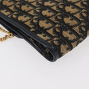 Christian Dior Trotter Canvas Chain Shoulder Bag Navy Gold Auth YKZ1289-15