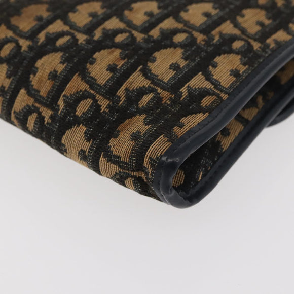 Christian Dior Trotter Canvas Chain Shoulder Bag Navy Gold Auth YKZ1289