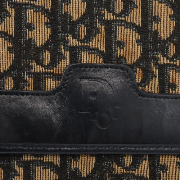 Christian Dior Trotter Canvas Chain Shoulder Bag Navy Gold Auth YKZ1289